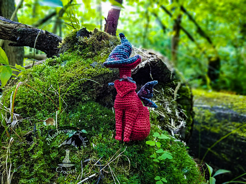 Kitty Cap Mushroom Fae - Fantasi-katt Ferndyr (eller Fantasi-katt Faerie) - Mushroom Fables Crochet