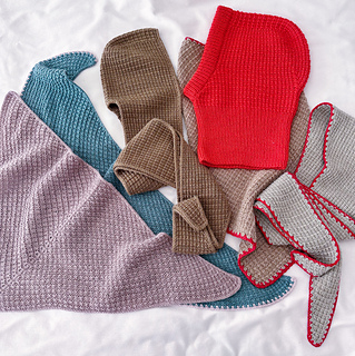 Contor pattern family: Hooded Scarf, Hood, Scarf, Shawl, Snood