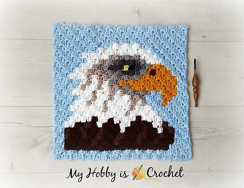 85 Free Patterns For Crochet Birds 36 Bald Eagle C2C Square Crochet Pattern