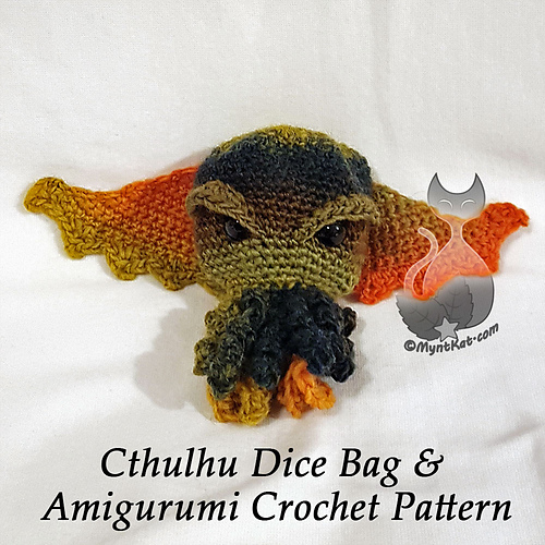 Ravelry Cthulhu Dice Bag / Amigurumi pattern by MyntKat