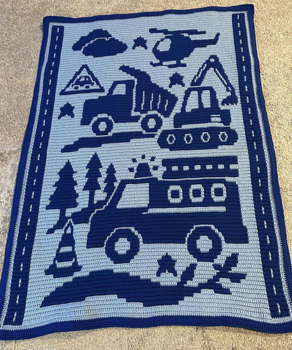 Big Trucks mosaic baby blanket