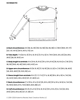Pattern schematic with body measurements