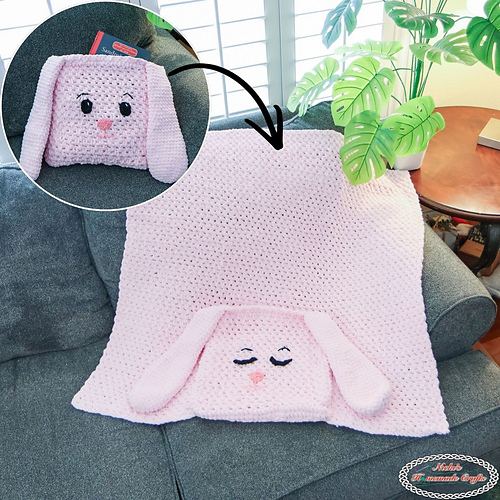 Reversible Bunny Blanket Pillow