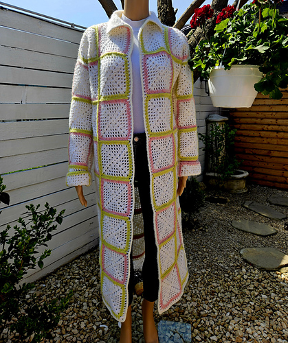 Maxi coat with granny squares