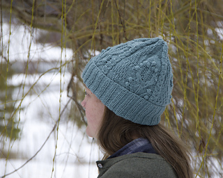 Textured Design Allium Intricate Detail Nature Theme Modern Cabled Fisherman Style Toque Beanie with Cuff Hat Knitting Pattern