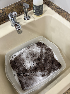 Eucalan soak in cool Walter. Lay flat to dry.