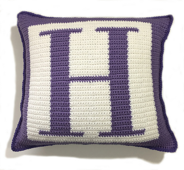 Ravelry Letter H Pillow pattern by Anna Burton Designs