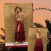 Long skirt with fringes pattern