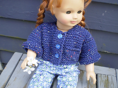 Garter Stitch Cardigan fits 18" Dolls photo 6