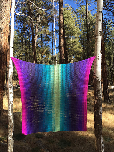 Let It Fly blanket made with 4 cakes of Mandala yarn, 39 by 39 inches