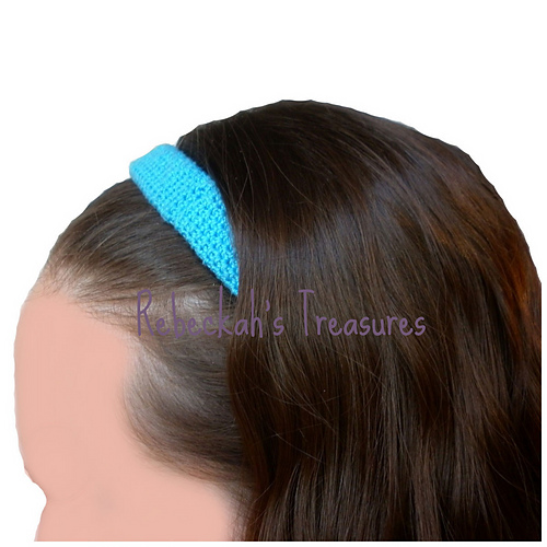 Floral Blue Crochet Headband photo 5