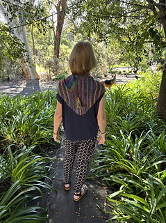 Rear view with dragon curves over shoulders