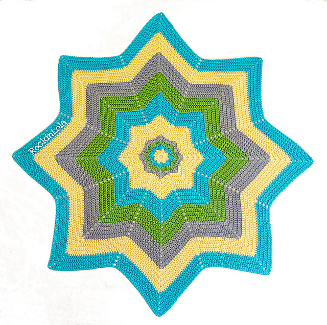 Ravelry: RockinLola's 8 point star crochet afghan- yellows and blues baby