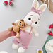 Cute Bunny with Overalls Pink Clothes pattern
