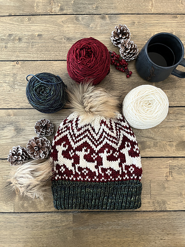 Ravelry: Reindeer Romp Beanie pattern by RosiePosieKnitCo