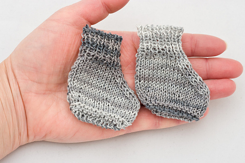 Flat Knitted Tiny Baby or Doll Socks photo 3