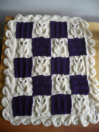Cable Owl Blanket squares photo 1