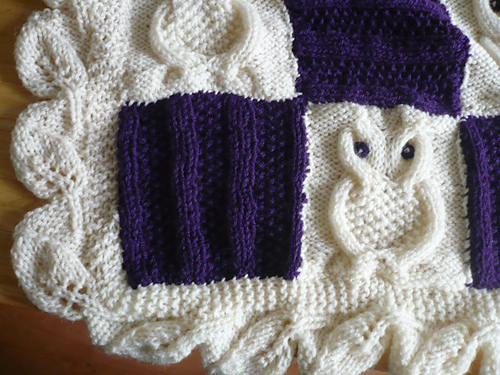 Cable Owl Blanket squares photo 2
