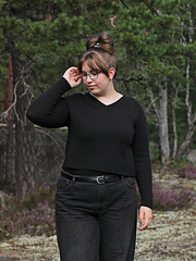 Version B, straight and slightly cropped hem.