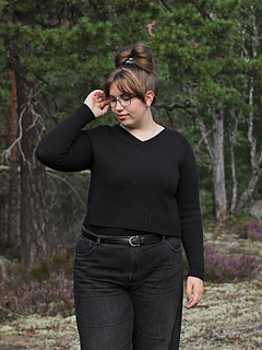 Version B, straight and slightly cropped hem.