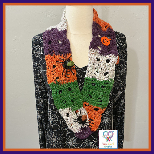 Spider Stitch Halloween Scarf