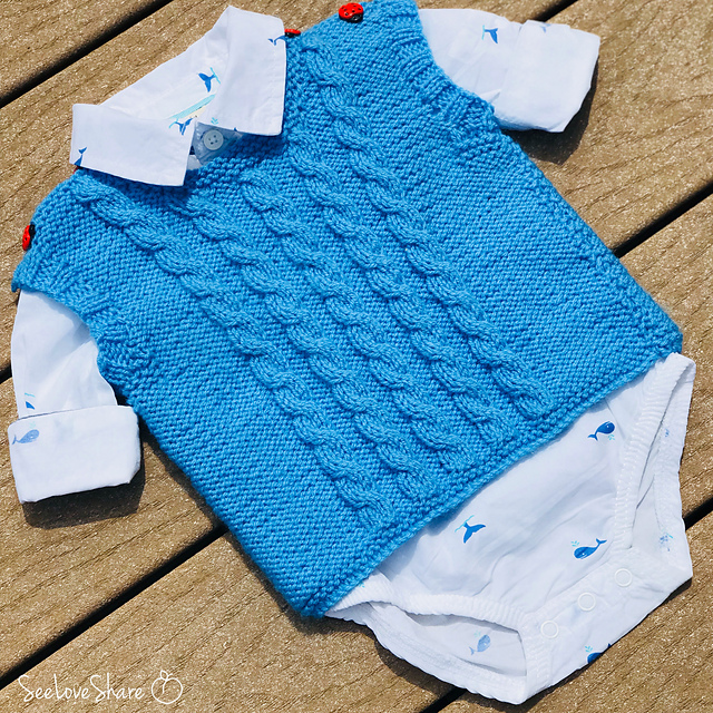 Ravelry Cable Knit Sweater Vest pattern by See Love Share