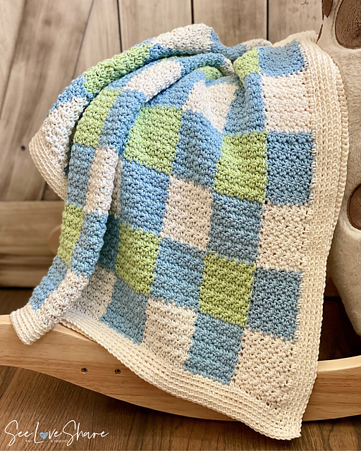 Ravelry Baby Remi Gingham / Plaid Blanket pattern by See Love Share