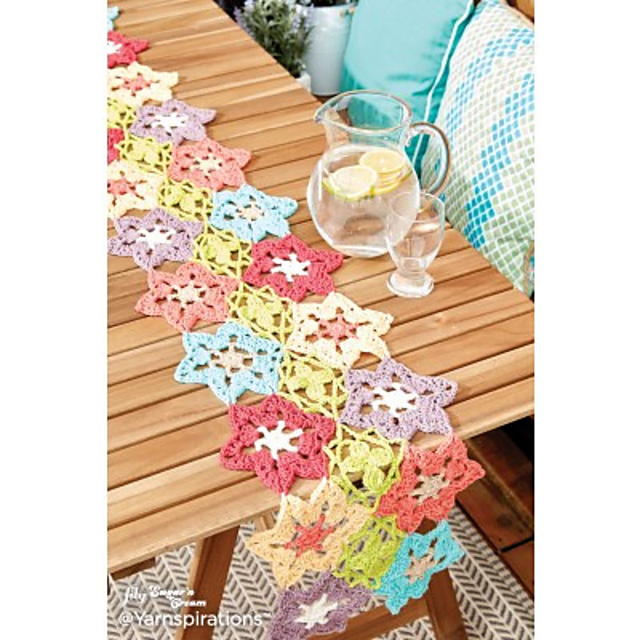 Ravelry Flower Power Crochet Table Runner pattern by Yarnspirations