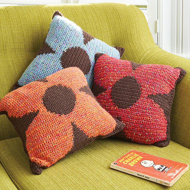 big orange cushions