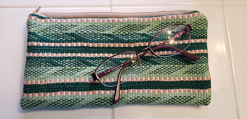 This is the finished bag! This is a nice size for makeup or other small items!