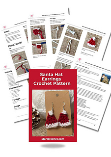 Festive Santa Claus Hat Earrings Crochet Pattern for Christmas