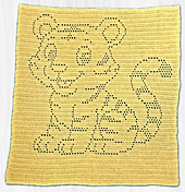 Bonnie Heurer. Yarn: 
Bernat Baby Sport. Hook: G. 30"x33" (more rows at top to do)