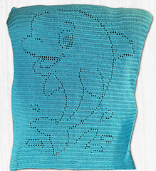 Kelly Fazekas. Hobbii Black Friday yarn, a 3 weight, and an H or 5.0 mm hook. I used 1260 yards.