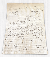 Joan McKeon: 598g of Pop'n Yarn. Hook: Size H. Dimensions: 35" x 44"