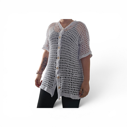 oversized mesh buttonup tee