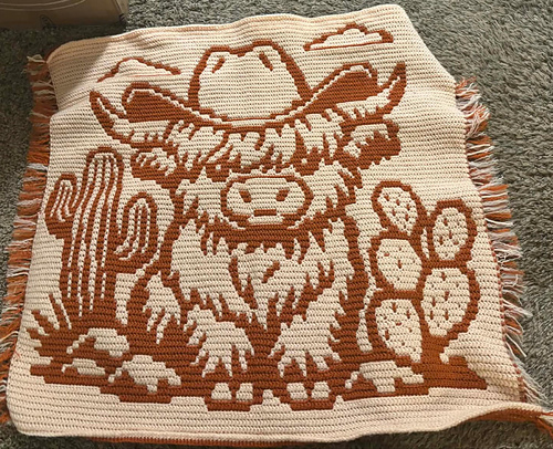 Cowboy Highland Cow Mosaic Baby Blanket