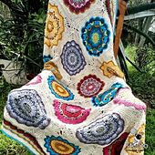 Bright and Bold large blanket squares with unique flower motifs in center of squares