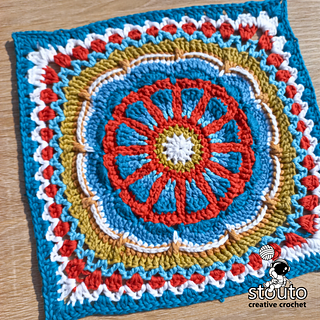 Beginner-friendly TMBJGF Flower Granny Square crochet pattern with layered floral texture