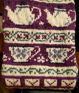 Before blocking.
Tea pots and cups to match my Grandmother's Havilland China