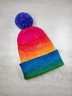 Upside Down Rainbow Hat - folded brim