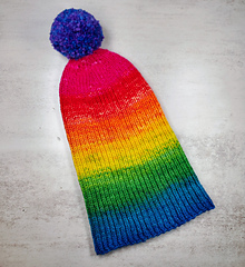 Upside Down Rainbow Hat - unfolded brim