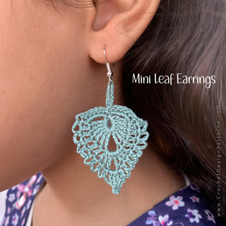 Mini leaf earrings | Crochet pattern