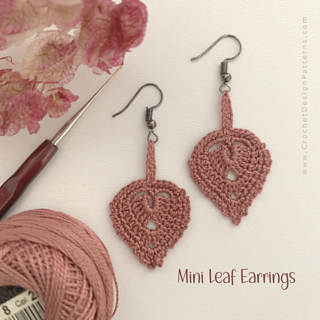 Mini leaf earrings | Crochet pattern