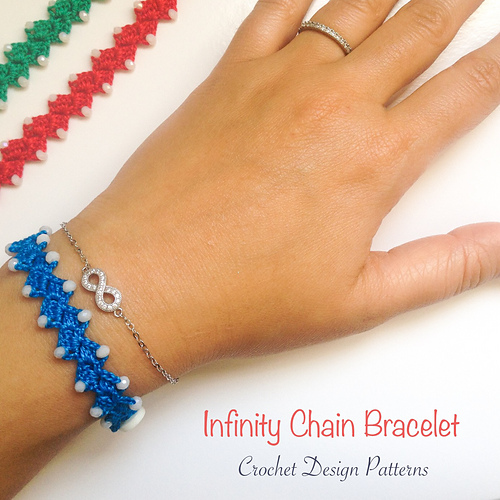 Ravelry: Infinity chain bracelet with beads pattern by Sue Smith