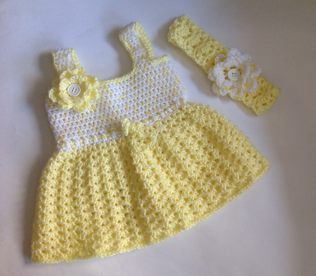 Ravelry Crochet Summer baby girl dress set pattern by Sue Emara