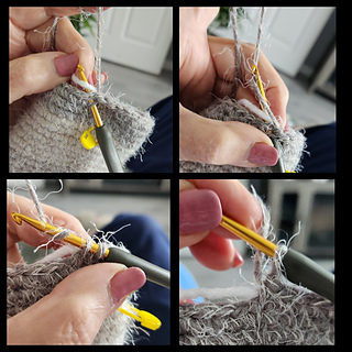 Carrying the white thread within the sc.