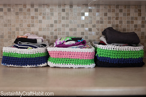 Crocheted T-shirt Yarn Baskets photo 4
