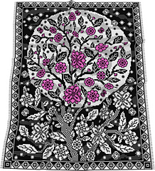 multiple color version, dark - black, light&moon - white, flowers - pink