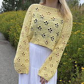 Butter yellow crochet flower sweater