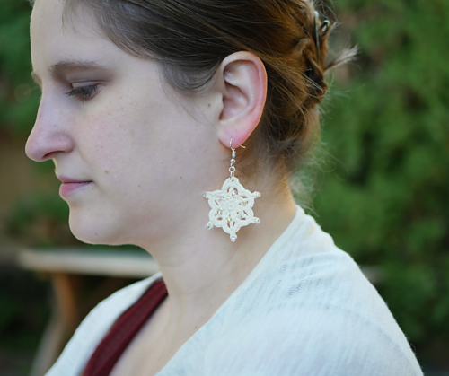 Beaded Snow Flake Earrings photo 2